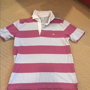 Pink and Grey Striped Brooks Brothers Polo Shirt